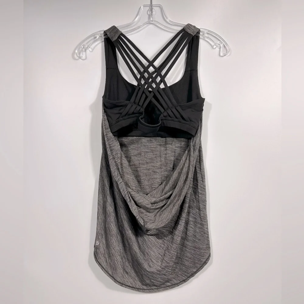 Lululemon Wild Tank Top With Built In Sports Bra Heathered Grey/Black Size 8